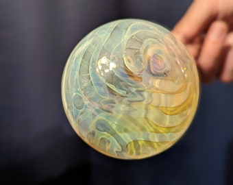 Beautiful, silver and gold fumed teardrop glass ornament