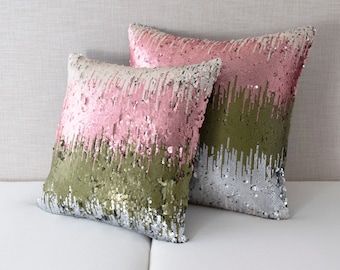 Neapolitan Multi-Color Sequin Pillow Cover - 18x18, 20x20