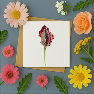 Tulp wenskaart | kaart met tulp | Bloemenkaart | verjaardagskaart met tulp | wenskaart met tulp