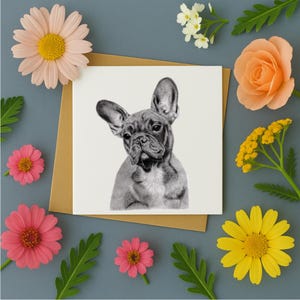 Tarjeta de felicitación de bulldog francés | Tarjeta con Bulldog Francés | En blanco por dentro