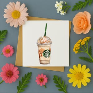 Starbucks-Grußkarte| Kaffeekarte | Karte mit Starbucks | Geburtstagskarte mit Starbucks | Starbucks