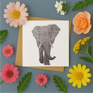 Elefant Grußkarte Grußkarte | Elefanten-Geburtstagskarte | Elefanten-Grußkarte | Karte der Tiere in der Wildnis | Innen leer