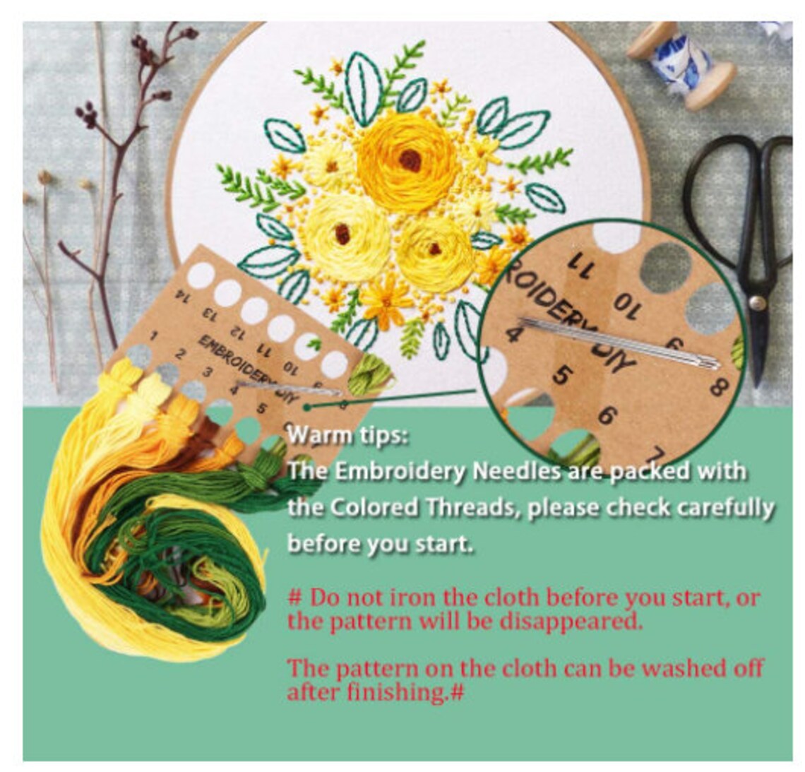 Embroidery Starter Kit with Pattern and Instructions 3 Pack | Etsy
