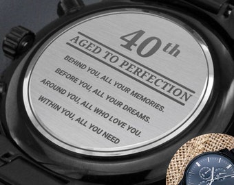 40th birthday gift for men, Engraved watch w chronograph, 40 years birthday gift for men, unique 40th birthday gift