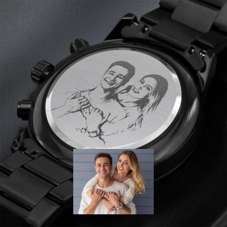 Custom Photo Engraved Watch, personalized gift for him Bild 1