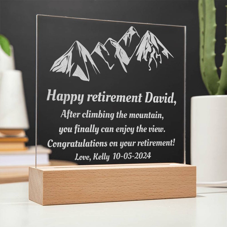 Engraved Retirement Gift for Men, Personalized Acrylic Plaque ...