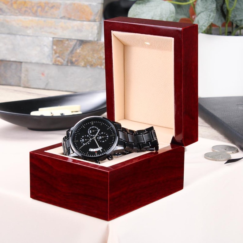 Custom Photo Engraved Watch, personalized gift for him Luxury Box