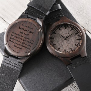 Personalized son in law wedding gift, future son in law, engraved watch, son in law gift, groom gift from mother in law, bonus son gift