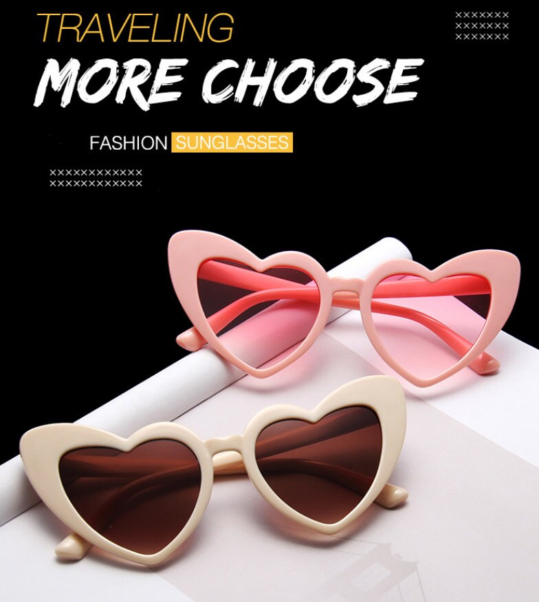 Fashion Peach Heart Love Sunglasses/Metal Hinge Large Frame Personali…
