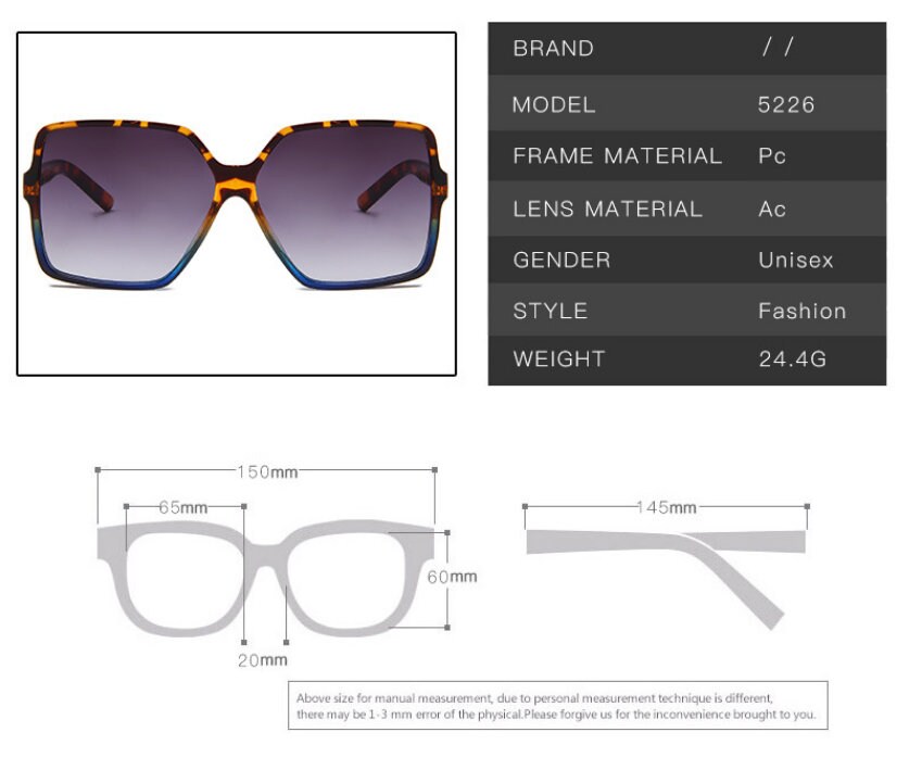 Fashion Sunglasses/Leopard Print Large Frame Sunglasses/ | Etsy