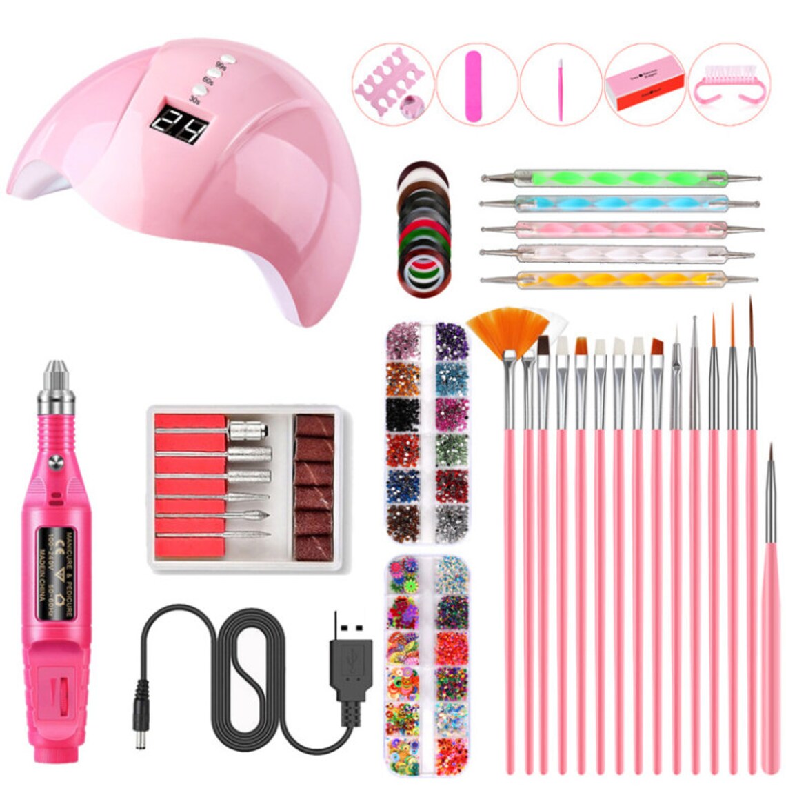 Manicure Tool Set Smart Manicure Lamp USB Sander Manicure Etsy