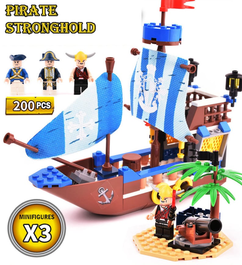 GUDI Legend of Pirates DIY hobbies kids entertainment 200 Pcs bricks Pirates Stronghold ship building blocks