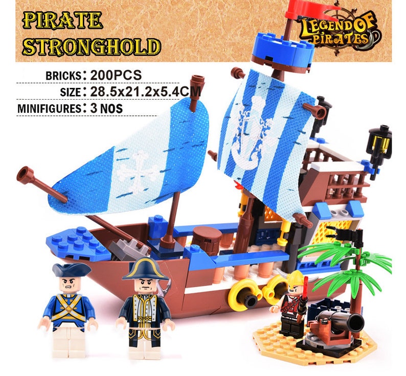 GUDI Legend of Pirates DIY hobbies kids entertainment 200 Pcs bricks Pirates Stronghold ship building blocks