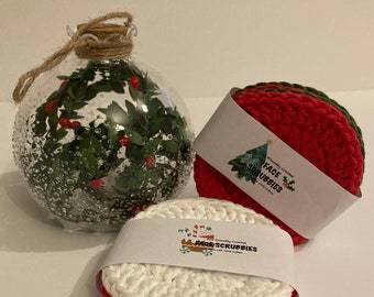 Eco friendly Christmas edition crochet face scrubbies