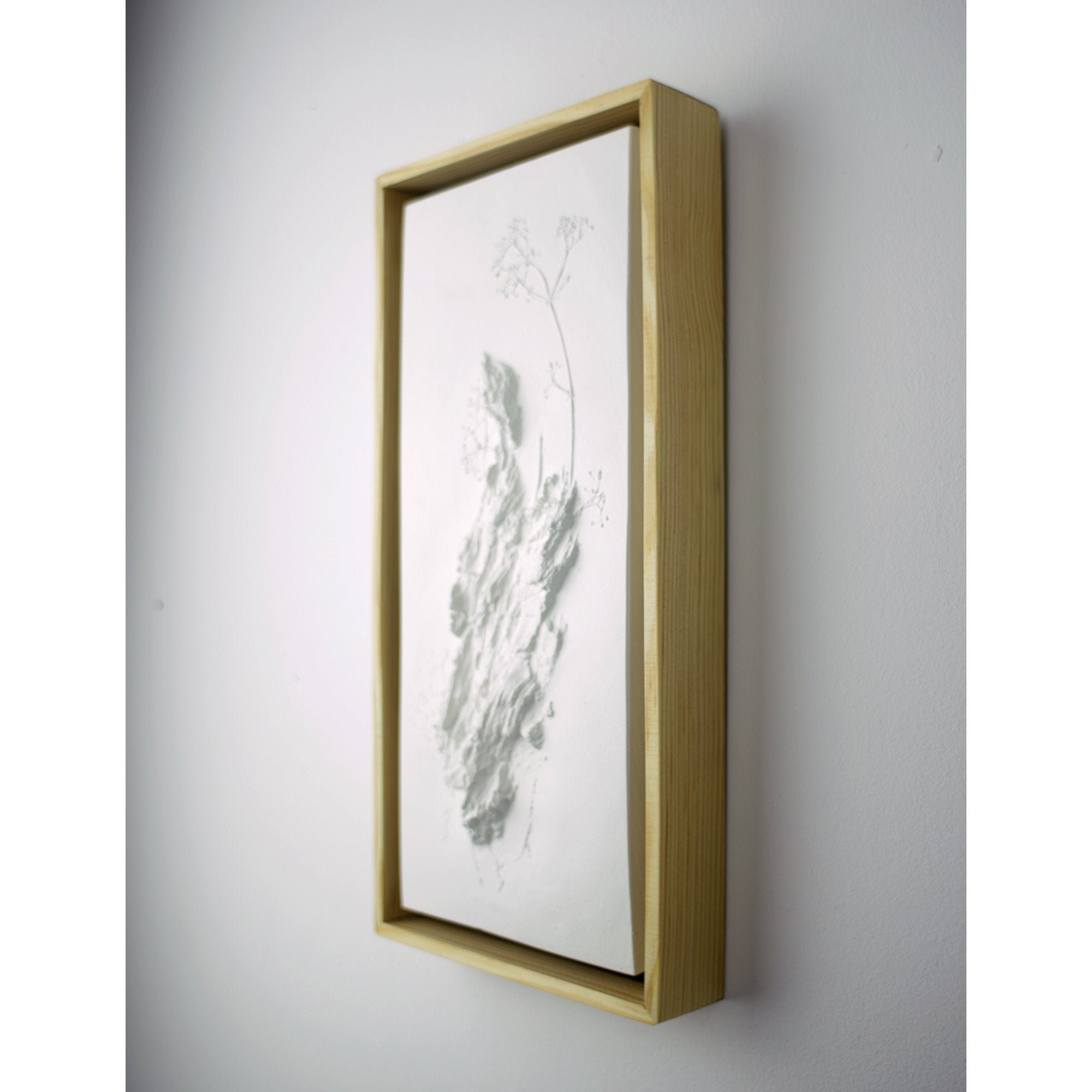 Tableau Bas Relief Végétal Décoratif Blanc Mat Automne Ii