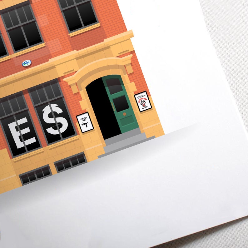 Manchester Charles Street YES Illustration Poster Print Wall Art