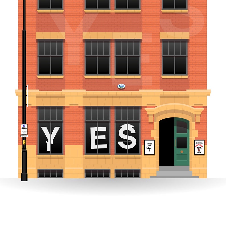 Manchester Charles Street YES Illustration Poster Print Wall Art
