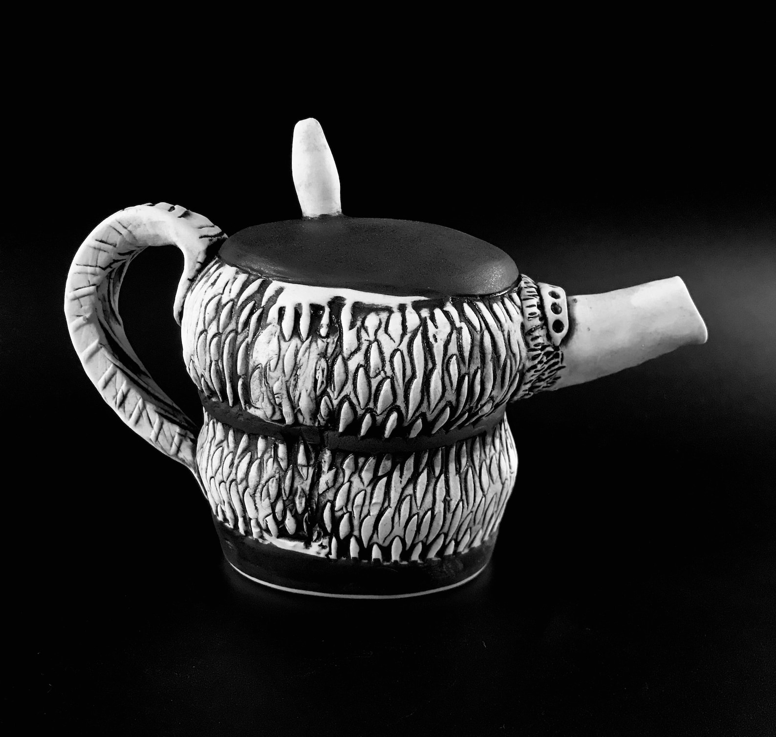 Handbuilt nonfunctioning Teapot of white clay. Great to add Etsy