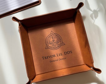 Dentist Graduation Gift, Personalized Leather Tray, Personalized Catchall, Dental Student Gift, Dental Office Gift, Dentistry Gift