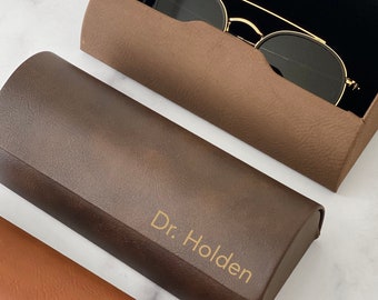 Personalized Glasses Case, Custom Sunglass Case, Hard Case for Glasses, Vegan Leather Eyeglass Case, Glasses Holder, Father&#39;s Day Gifts