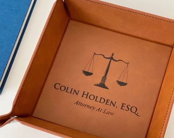 Lawyer Gift, Personalized Leather Tray, Law School Graduation Gift, Law School Gift, Attorney Gift, Juris Doctor Gifts, Law Office Gifts
