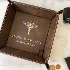 Personalized Graduation Gift, Class of 2024, College Graduation Gift, Leather Tray, Medical School Graduation Gifts, Personalized Valet Tray