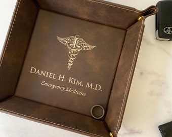 Personalized Graduation Gift, Class of 2024, College Graduation Gift, Leather Tray, Medical School Graduation Gifts, Personalized Valet Tray