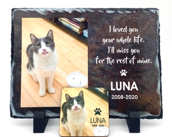 Custom Pet Memorial Stone, FREE Photo Magnet, Pet Loss Gifts, Personalized Pet Photo Frame, Pet Sympathy Gift, Custom Photo Slate