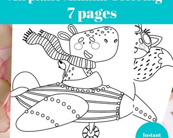 Download Airplane Coloring Book Etsy