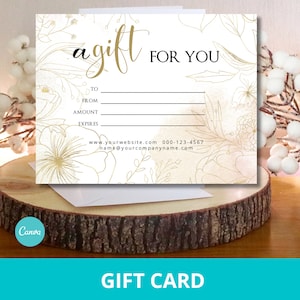 Vale de regalo Gold Floral, plantilla Canva, tarjeta de regalo editable, vale personalizable, vale de regalo imprimible, promoción de vacaciones de negocios