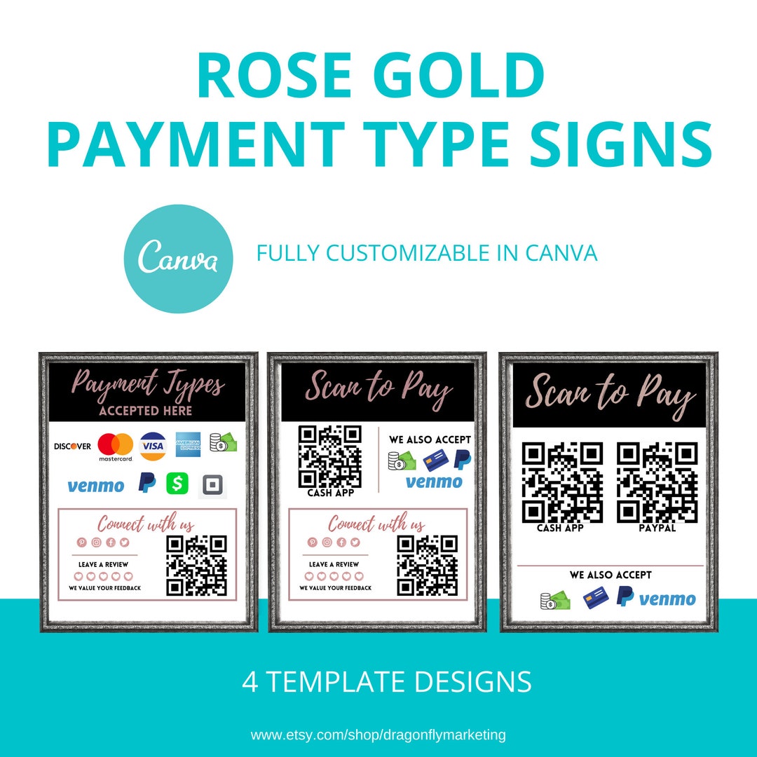 QR Code Payment Types Sign, Canva Template Payment Sign, Editable ...