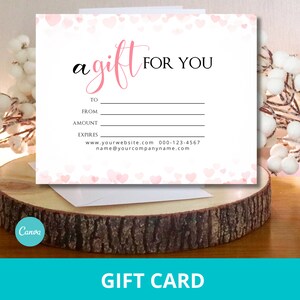 Vale regalo de San Valentín, plantilla Canva, tarjeta regalo editable, vale personalizable, vale regalo imprimible, promoción vacaciones de negocios