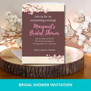Cherry Blossom Bridal Shower Invitation, Bridal Shower Template, Chery Blossom Wedding, Editable Invitation,  Wedding Shower Invite