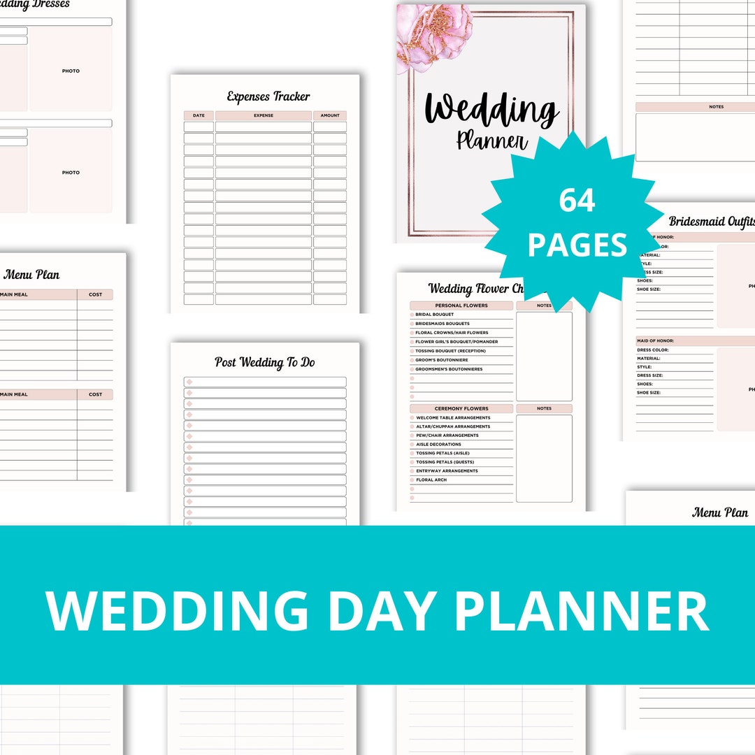 Wedding Day Planner, Printable Wedding Planner, Wedding Planning Book ...