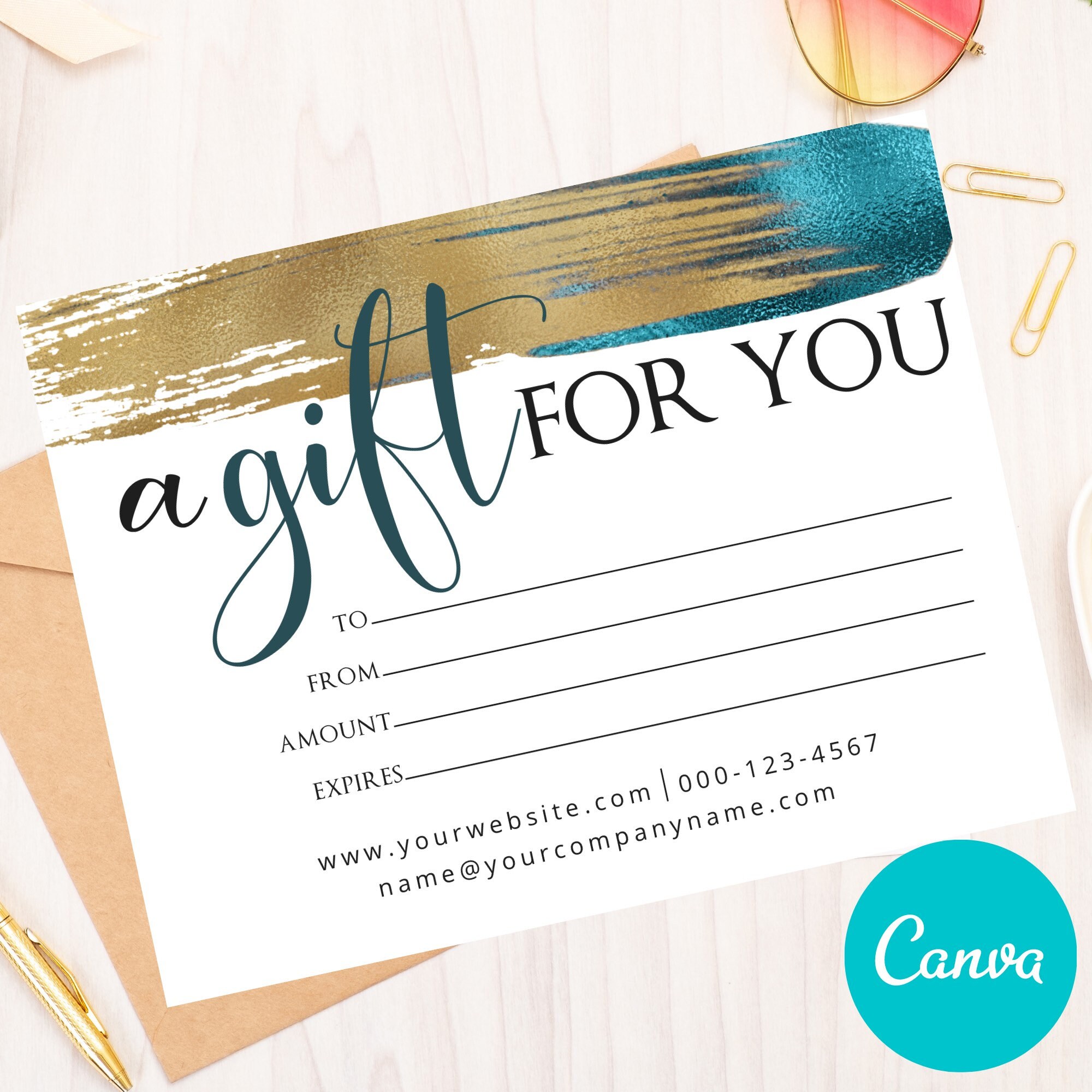 Business Gift Certificate Card CANVA Template A Gift for You Etsy UK