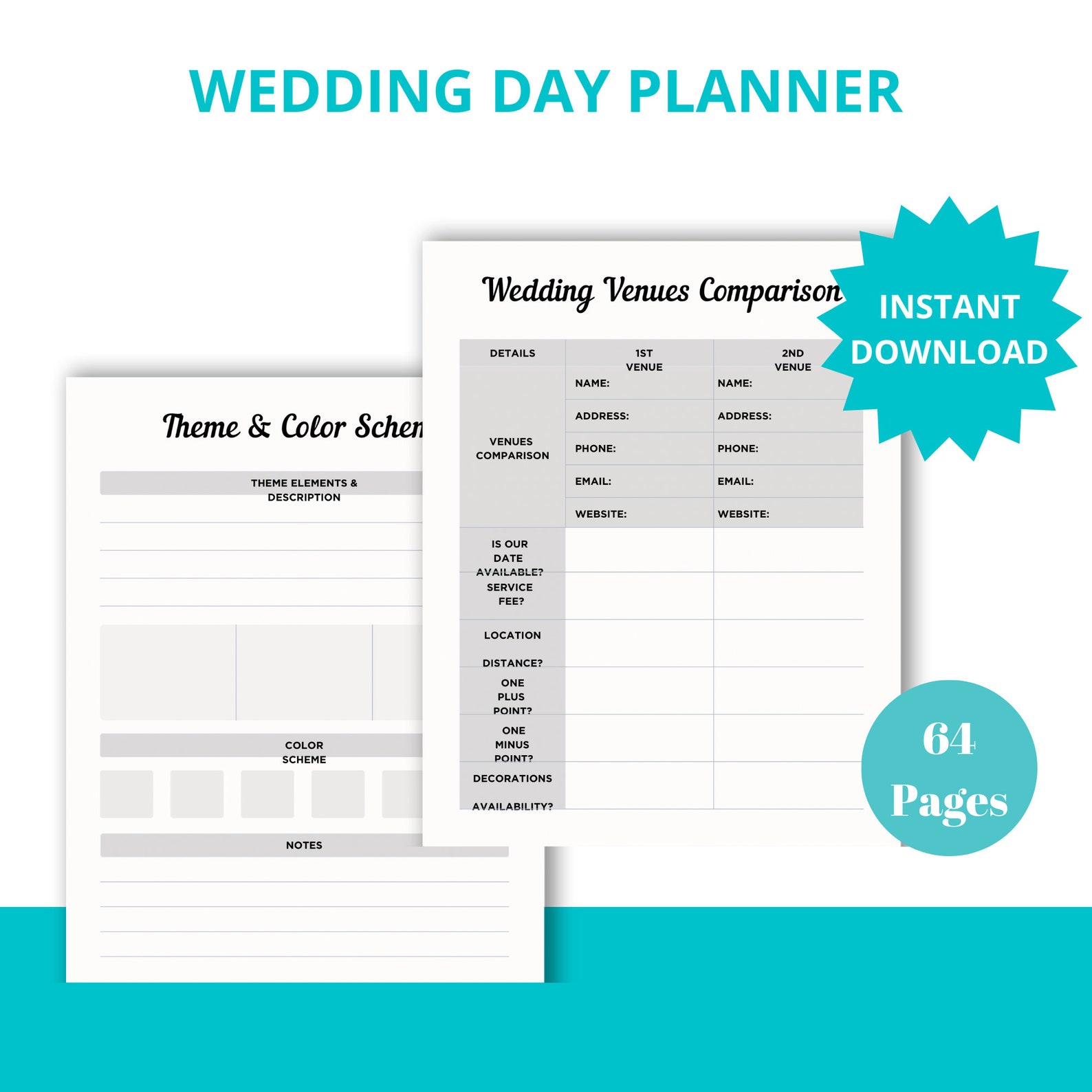 Minimalist Wedding Day Planner, Printable Wedding Planner, Wedding ...