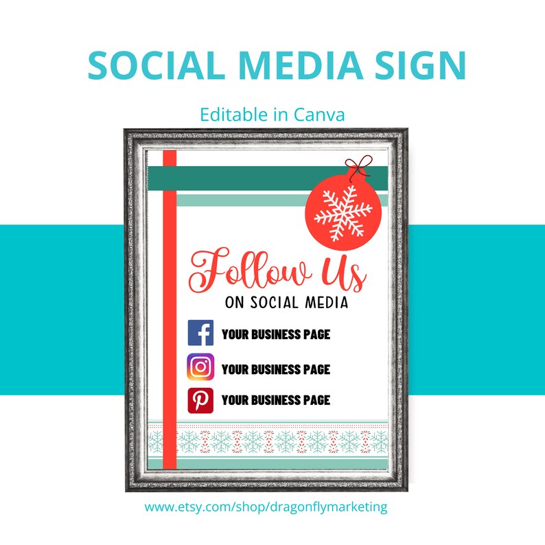 Follow Us on Social Media, Social Media Template,canva Template ...