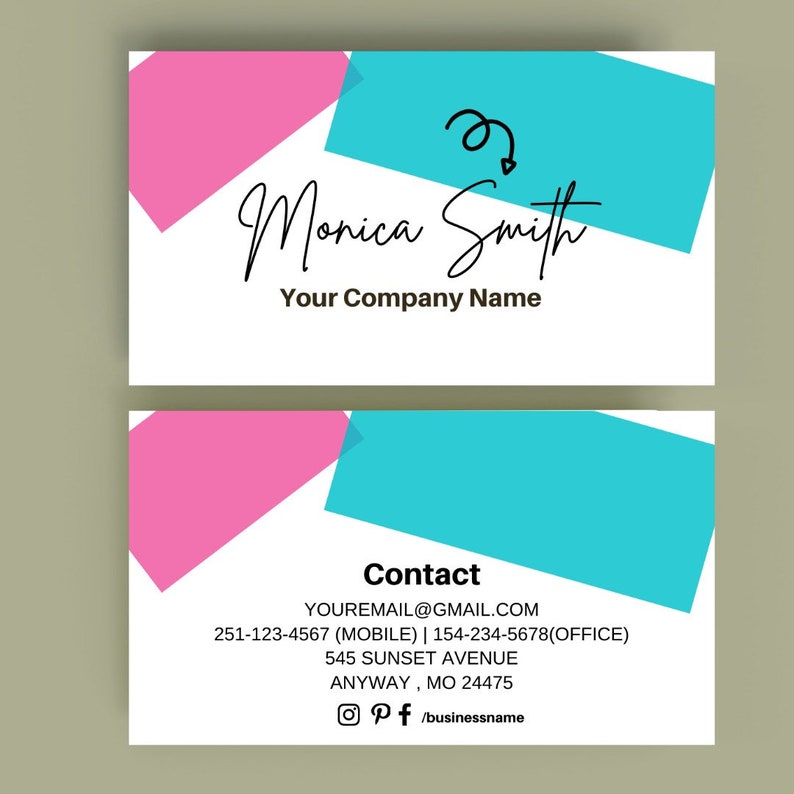 Business Card CANVA Template Business Card Template Direct Etsy