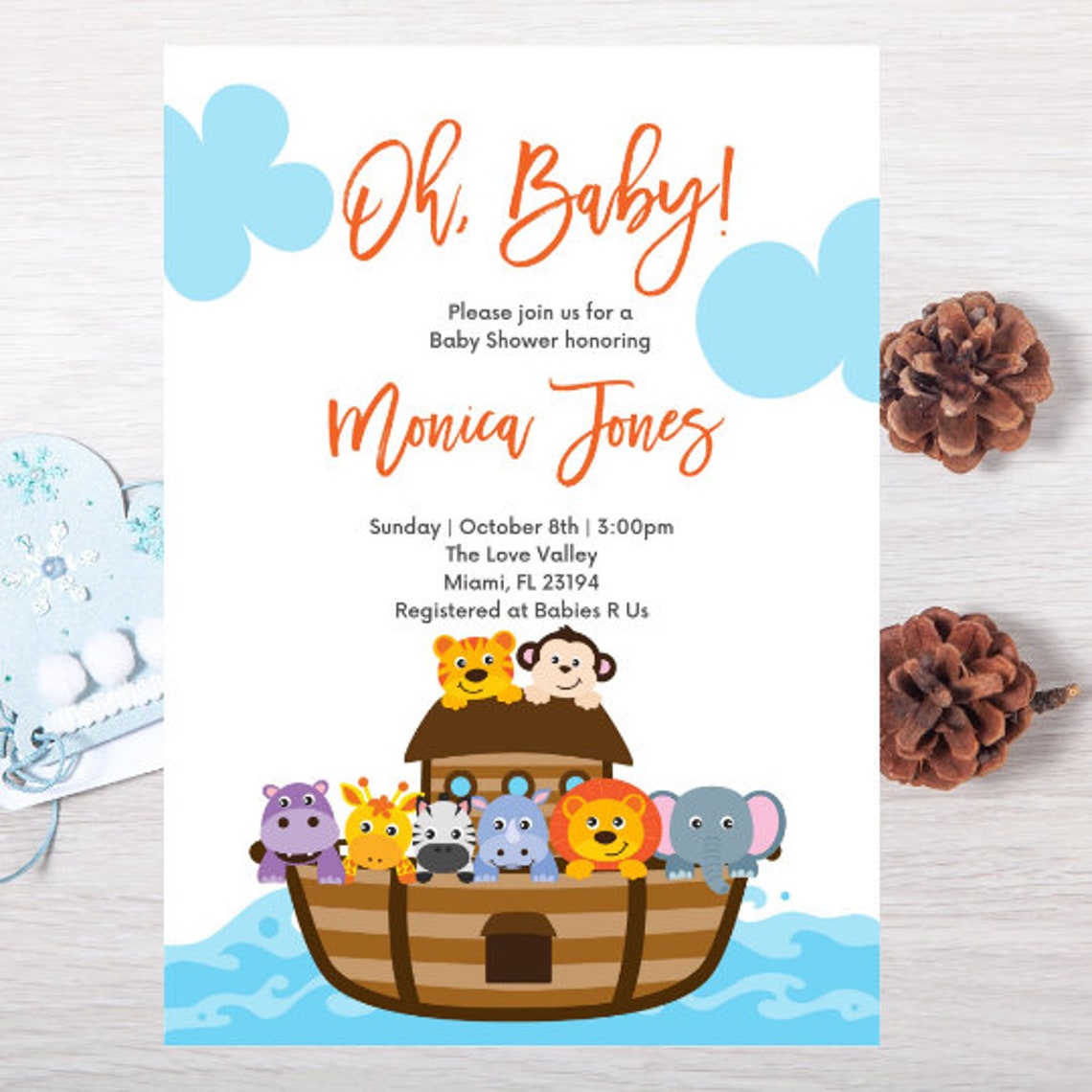 Noah's Ark Baby Shower Invitation Baby Shower Invitation - Etsy