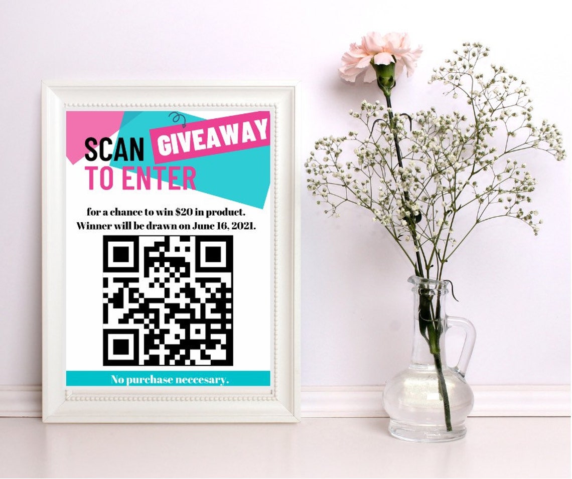 Enter to Win QR Code Sign Enter to Win Printable Giveaway - Etsy
