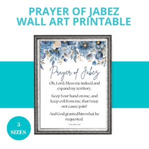 Prayer of Jabez Printable Wall Art | Christian Scripture Decor | Bible Verse Art | 1 Chronicles 4:10 | Floral Faith Print | Digital Download