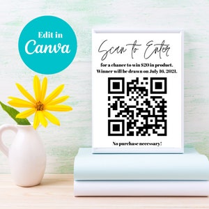 Enter to win sign, QR Code Sign, Enter to win printable, Giveaway Sign, Enter to win Sign, Enter to win Poster, Canva Template