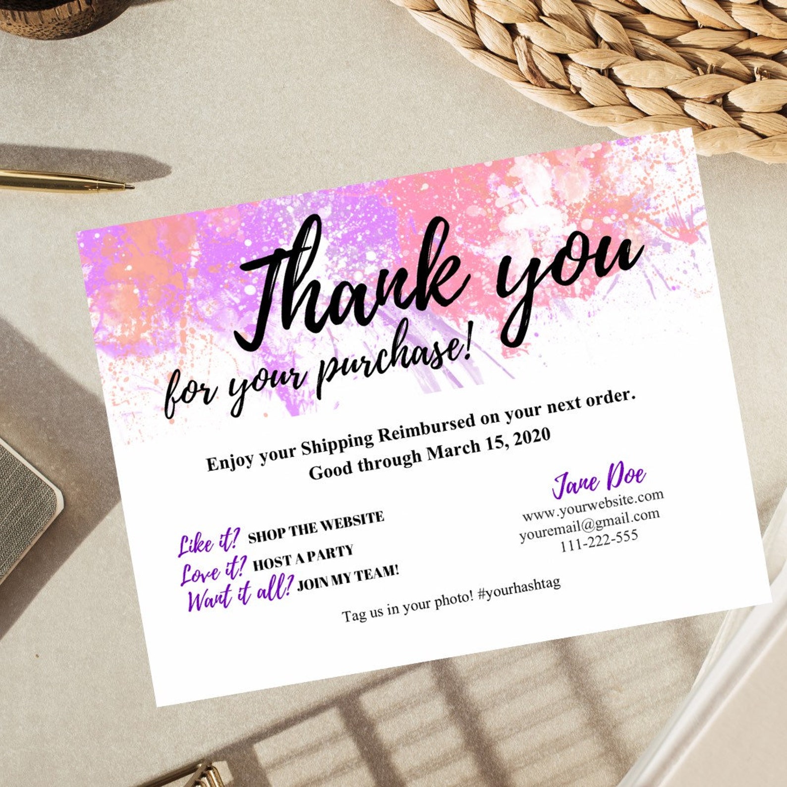 Business Thank You Card CANVA Template Thank You for Your Etsy