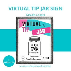 Virtual Tip Jar Sign: QR Code Payment Method (Digital Download)