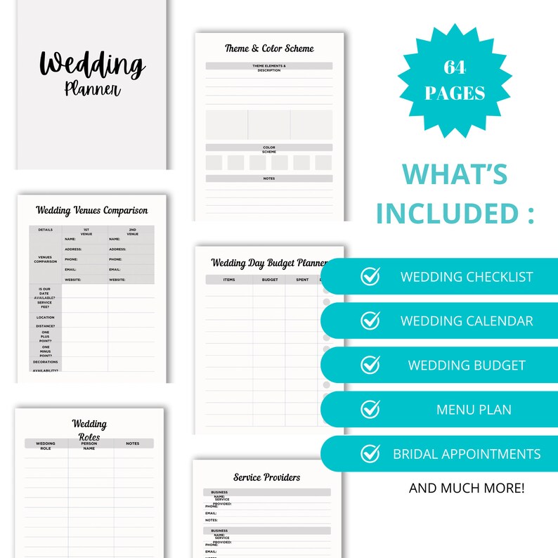 Minimalist Wedding Day Planner, Printable Wedding Planner, Wedding ...