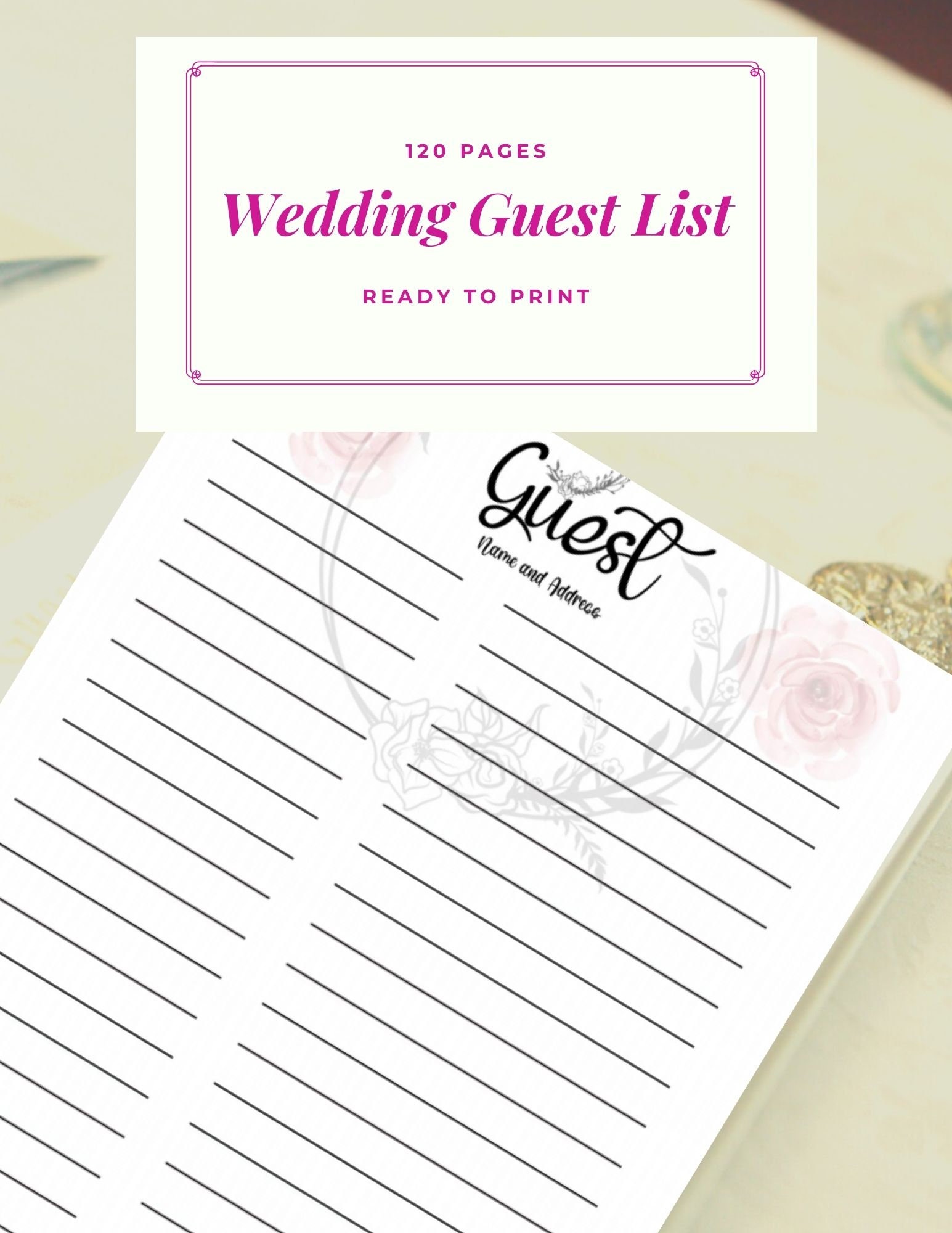 Wedding Guest Book Wedding Guest List Wedding Guest List Etsy