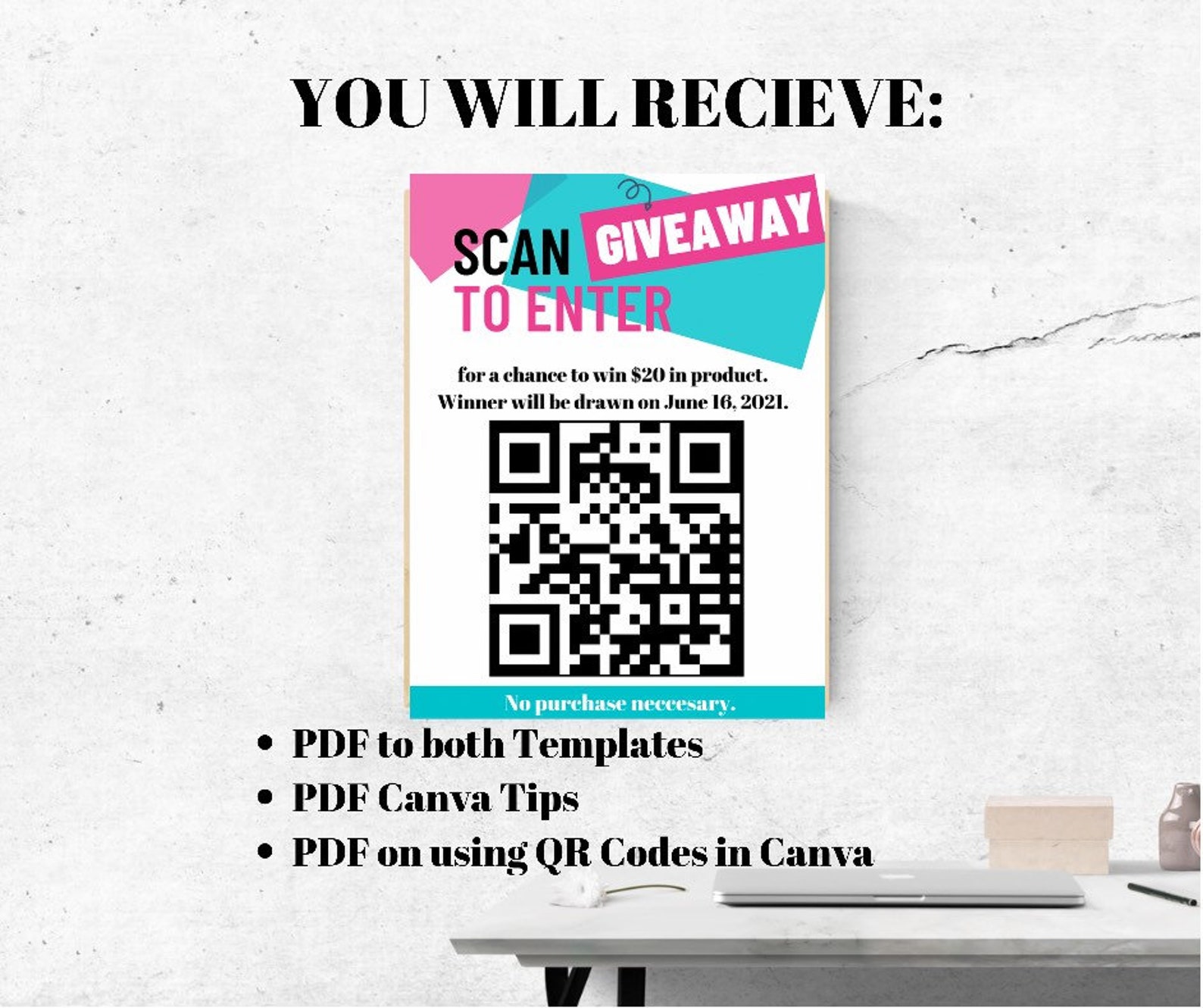 Enter to win QR Code Sign Enter to win printable Giveaway | Etsy