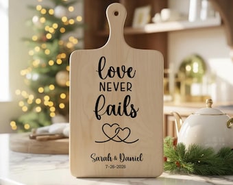 Personalized Hardwood Cutting Board with Handle, Custom Engraved Serving Board, Kitchen Decor, Gift for Weddings, Anniversaries,Housewarming