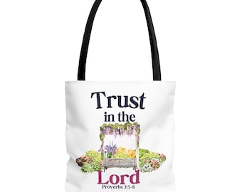 Bolso de mano Trust in the Lord Garden / Estampado integral de una vaca de las Tierras Altas, bolso espacioso y reutilizable para mercados de agricultores, universidad.