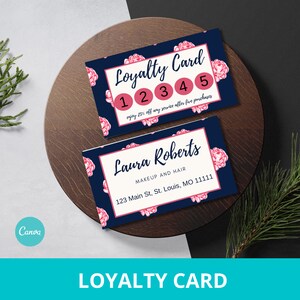 Plantilla de tarjeta de fidelización floral, Plantilla de tarjeta de fidelización, Tarjeta de fidelización personalizable, Tarjeta de fidelización editable, Tarjeta de fidelización de plantilla Canva